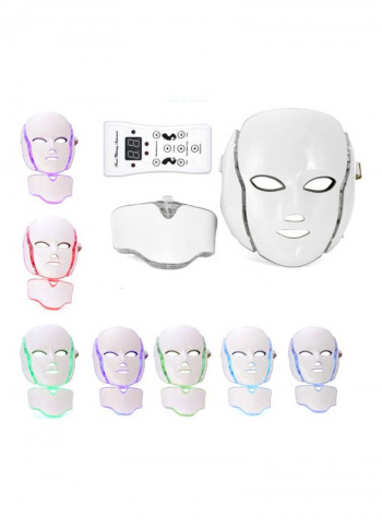 7-LED Colour Optical Whitening Face Mask With Remote Kit White/Black 230x200millimeter