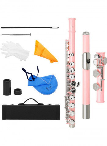 16-Hole Western Concert Flute Nickel Plated Instrument with Accessories