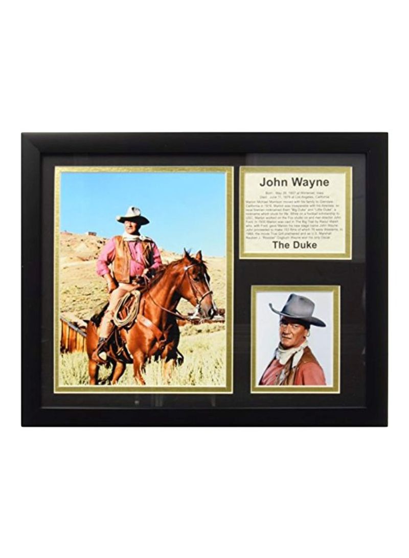 John Wayne On His Horse- Western Framed Photo Collage Brown/Pink. Blue 12x15inch
