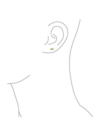 14 Karat Gold Plated Cubic Zirconia Studded Butterfly Stud Earrings