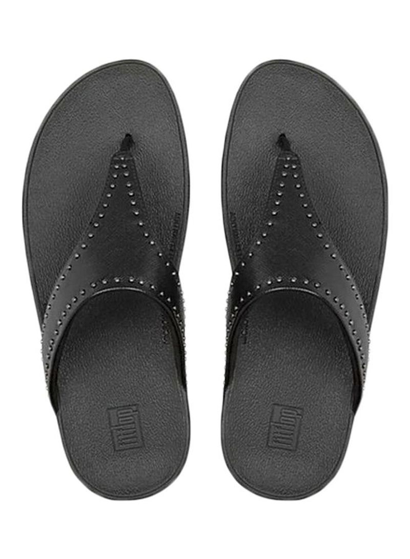 Lottie Microstud Toe-Thong Sandals Black