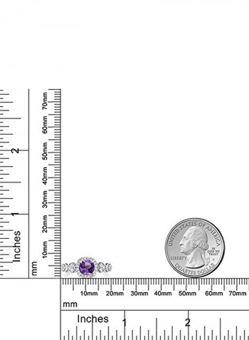 925 Sterling Silver 1.02 Carat Amethyst Studded Ring