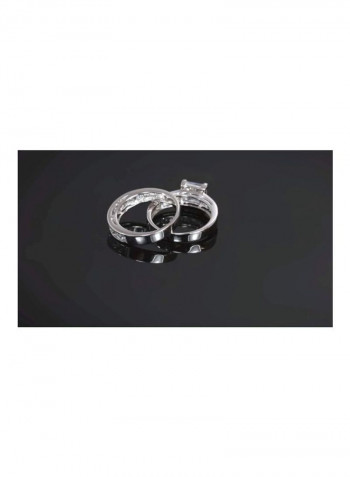 925 Sterling Silver Cubic Zirconia Studded Ring Clear/Silver