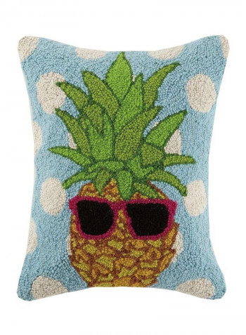 Polka Dot Pineapple Printed Pillow Blue/Green/Black 18x14x5inch