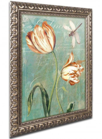 Tulips Ablaze I Framed Wall Art Green/Red 11 x 14inch