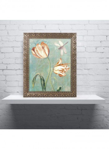 Tulips Ablaze I Framed Wall Art Green/Red 11 x 14inch