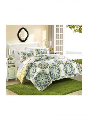 3-Piece Duvet Cover Set White/Yellow/Blue Queen