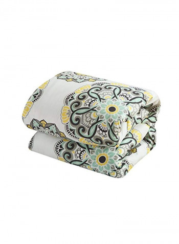 3-Piece Duvet Cover Set White/Yellow/Blue Queen