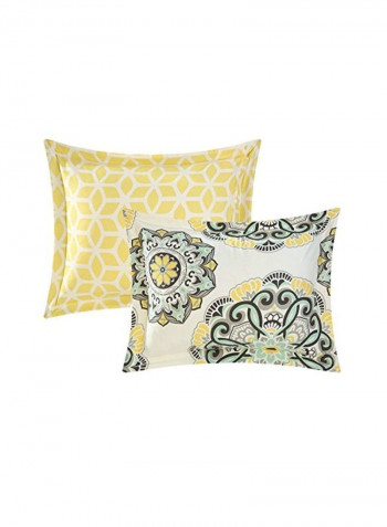 3-Piece Duvet Cover Set White/Yellow/Blue Queen