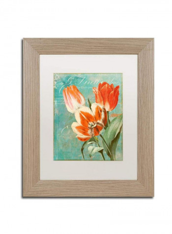 Tulips Ablaze Ii Framed Wall Art Green/Red 11 x 14inch