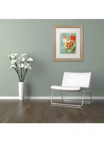 Tulips Ablaze Ii Framed Wall Art Green/Red 11 x 14inch