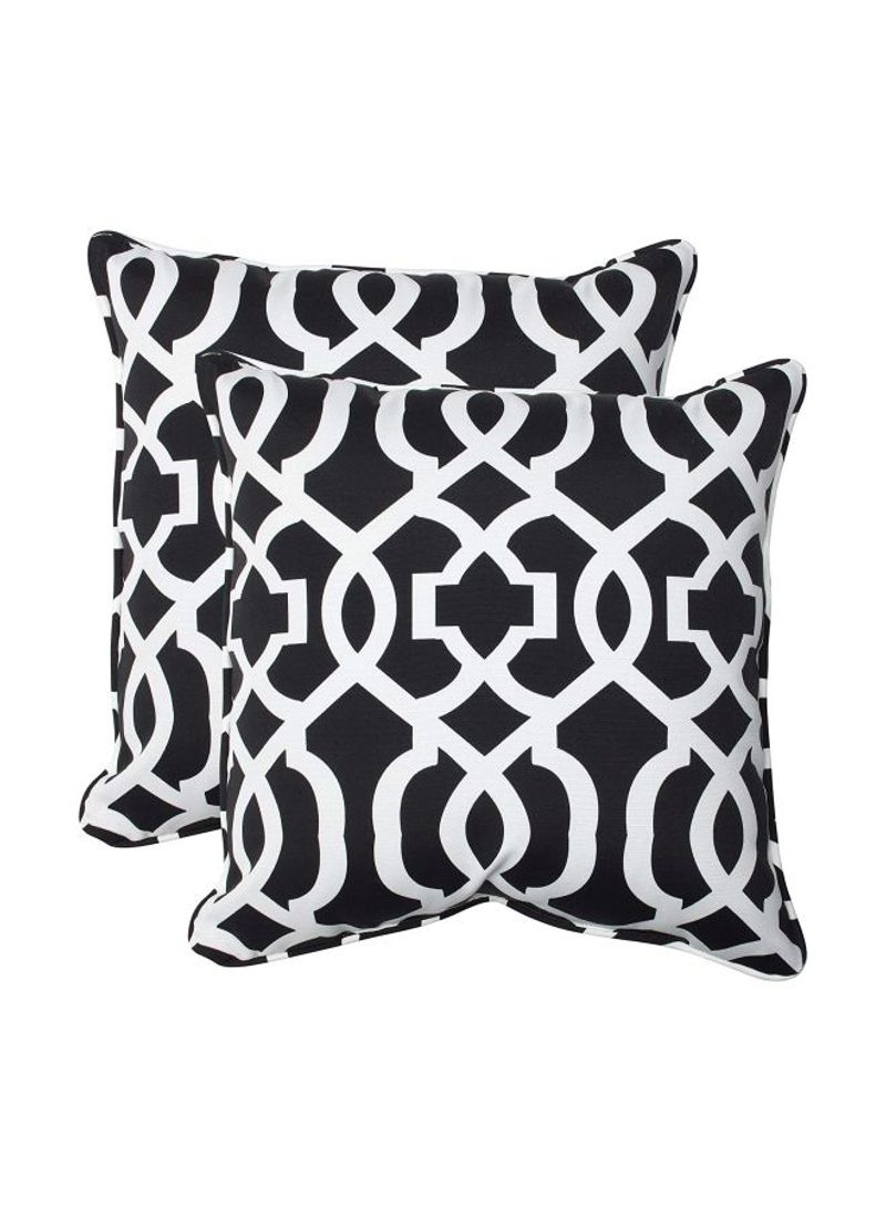 2-Piece Polyester Fabric Throw Pillow Black/White 18.5x5x18.5inch