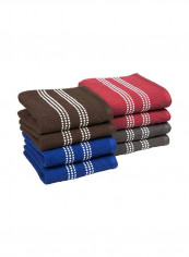 8-Piece Cotton Dish Cloth Set Brown/Blue/Grey 28x16.5inch