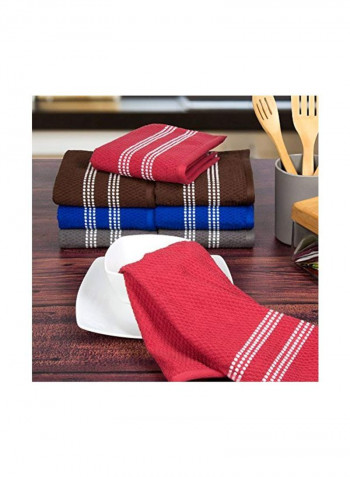 8-Piece Cotton Dish Cloth Set Brown/Blue/Grey 28x16.5inch