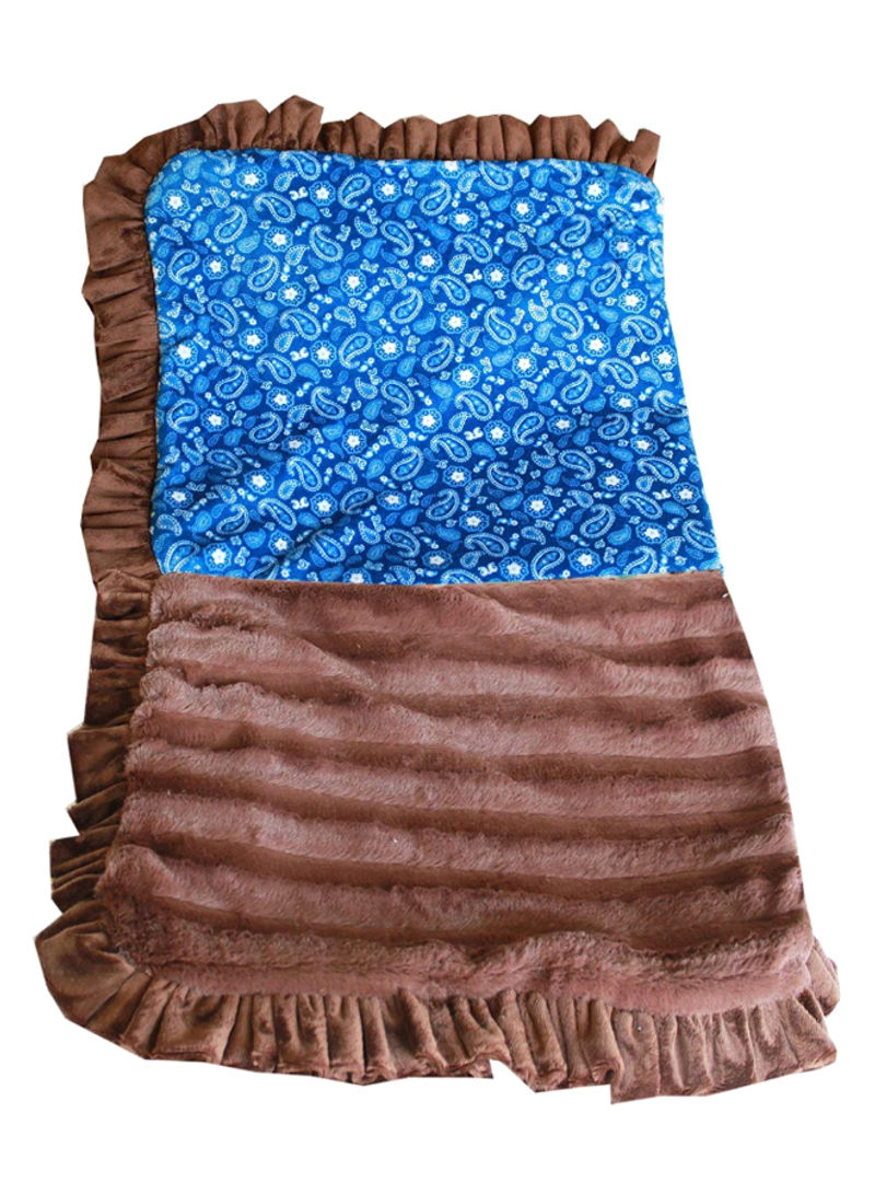 Luxurious Plush Blanket Blue Western Jumbo Size Blue