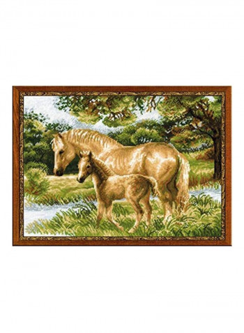 Horse With Foal Counted Cross Stitch Kit Brown/Green/White