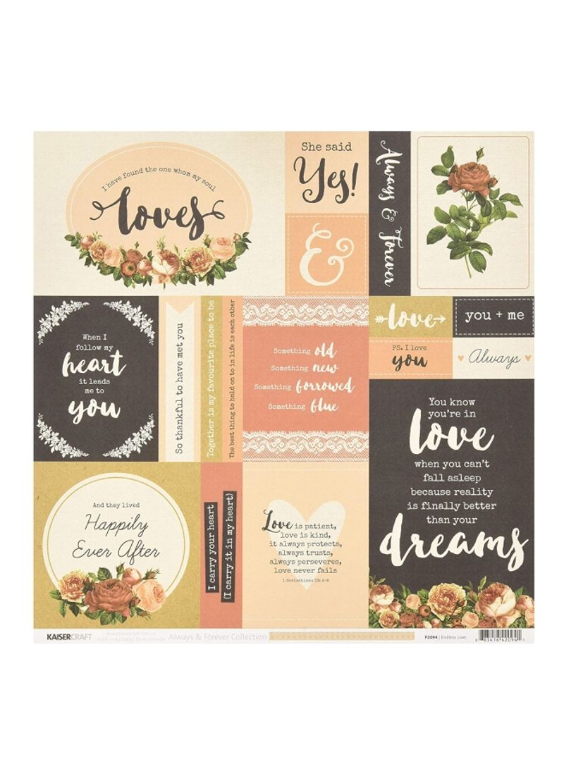 20-Piece Always And Forever Printed Double-Sided Cardstock