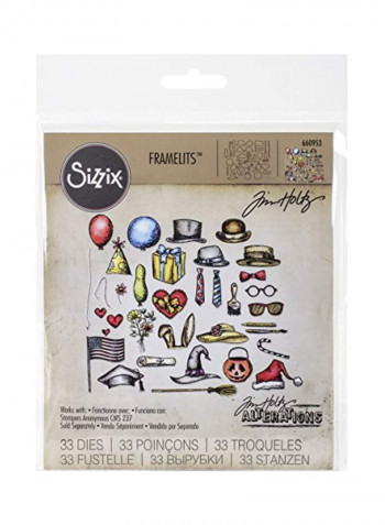 30-Piece Crazy Things Framelits Dies Yellow/Red/Brown