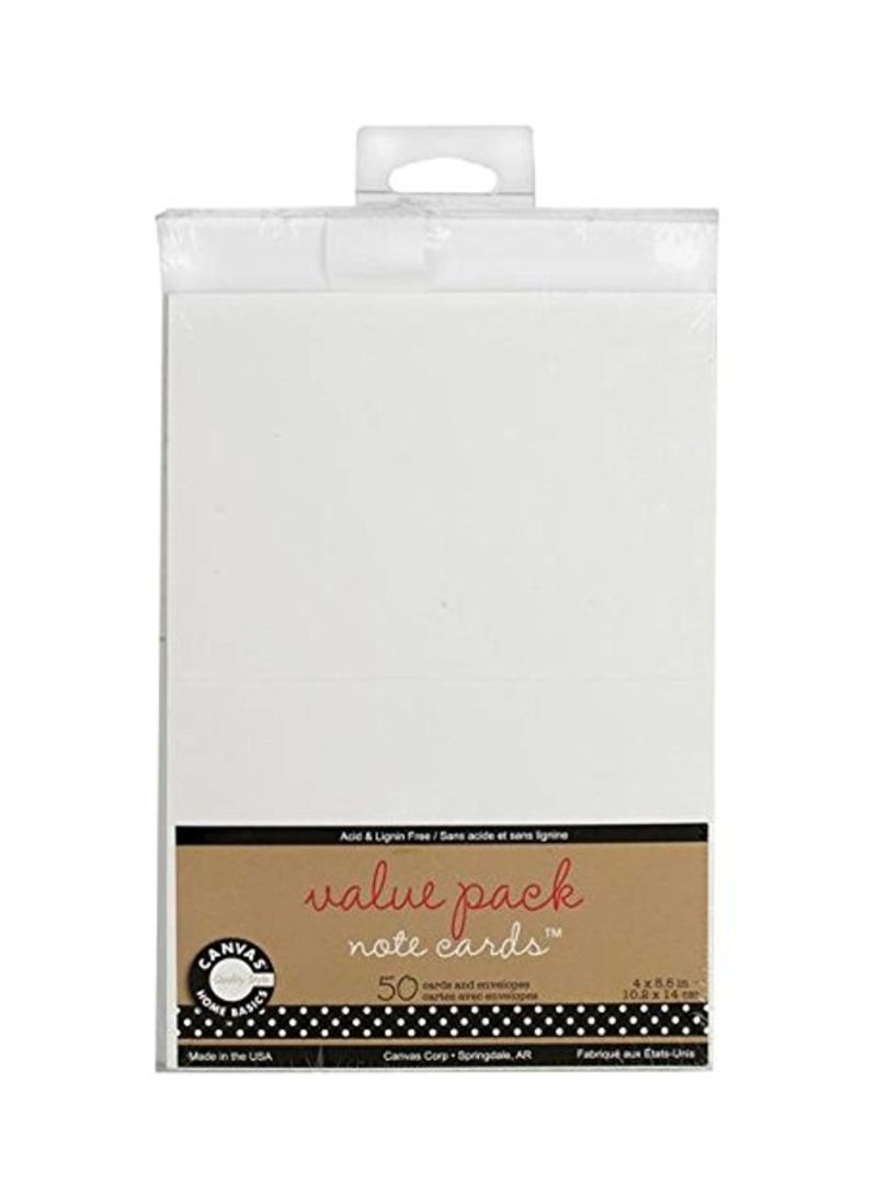 50-Piece Note Cards Envelope White