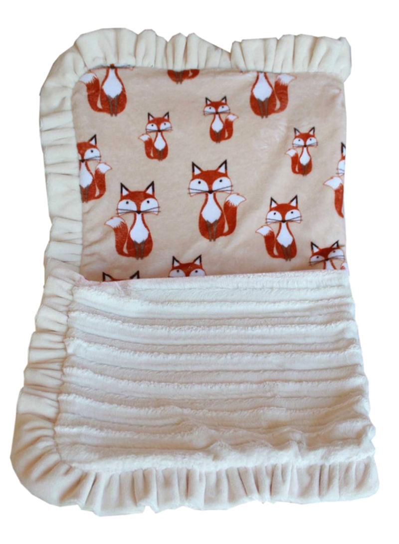 Luxurious Plush Blanket Foxy Jumbo Size White/Red