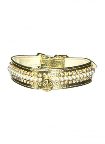 Pearl Studded Collar Gold/White 16inch