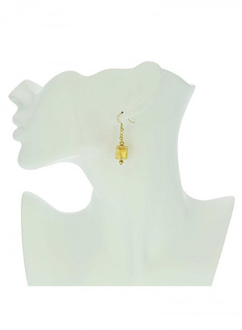 Brass Gold Plated Murano Glass Cubes Dangle Earrings