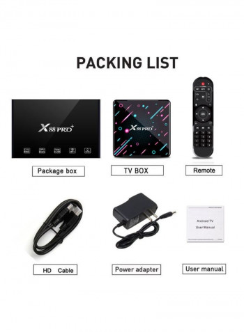 Android 9.0 Smart TV Set Top Box X88 PRO PLUS Black