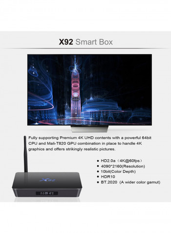 X92 4K Smart TV Box V258 Black