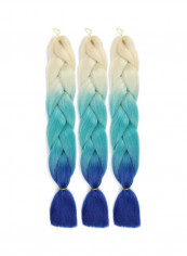4-Piece Braid Hair Extension Set Blonde/Cyan/Blue 24inch