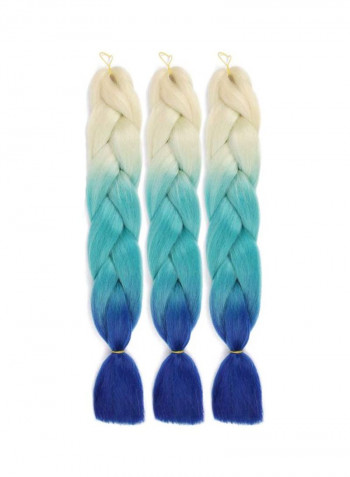4-Piece Braid Hair Extension Set Blonde/Cyan/Blue 24inch