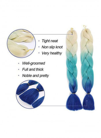 4-Piece Braid Hair Extension Set Blonde/Cyan/Blue 24inch