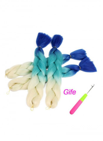 4-Piece Braid Hair Extension Set Blonde/Cyan/Blue 24inch
