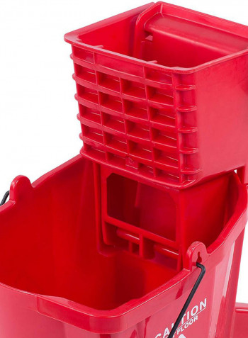 Commercial Mop Bucket With Side Press Wringer Red