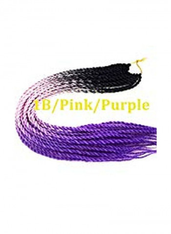 Pack Of 3 Twist Crochet Hair Extension Pink/Purple/Black 24inch