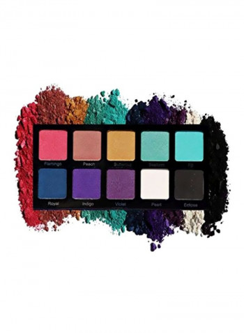 10-Colour Rainbow Eyeshadow Palette White/Black/Blue