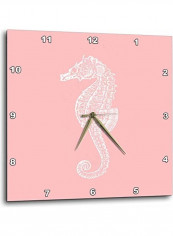 Seahorse Print Wall Clock Pink 15 x 15inch