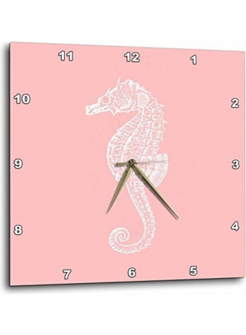 Seahorse Print Wall Clock Pink 15 x 15inch