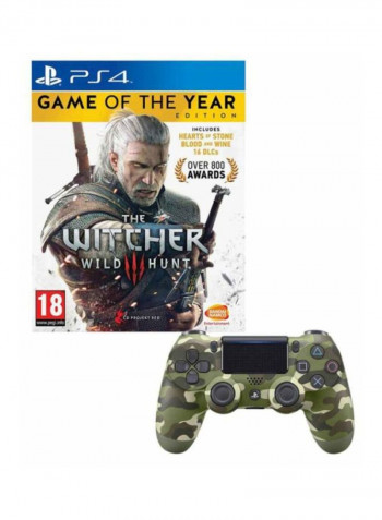 لعبة الفيديو "The Witcher III: Wild Hunt (إصدار عالمي/إصدار دولي) " مزودة بذراع تحكم لاسلكي دوال شوك 4 - تقمص الأدوار - بلاي ستيشن 4 (PS4)
