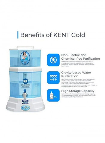 Gold 20-litres UF Technology Based Gravity Water Purifier, Blue White 3496g