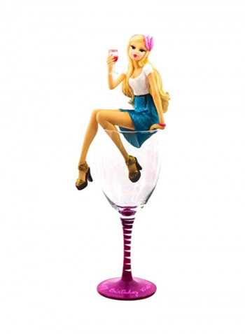 Cocktail Glass With Figurine Clear/Purple/Blue 11.25inch