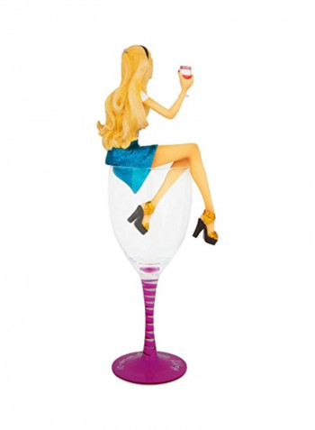 Cocktail Glass With Figurine Clear/Purple/Blue 11.25inch
