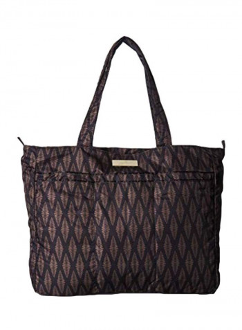 Zippered Tote Bag Brown/Pink