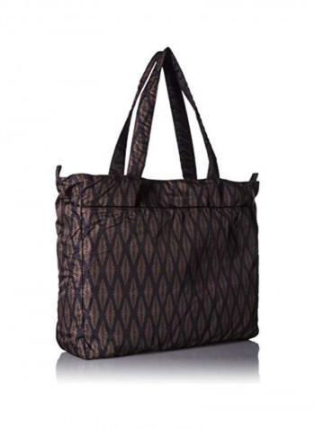 Zippered Tote Bag Brown/Pink