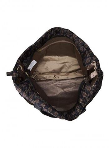 Zippered Tote Bag Brown/Pink