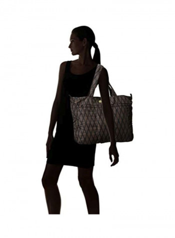 Zippered Tote Bag Brown/Pink