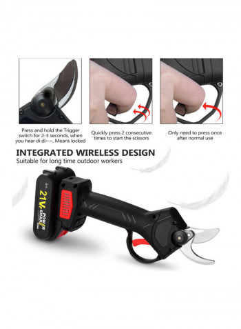 Cordless Electric Pruning Shear Tool Black/Red