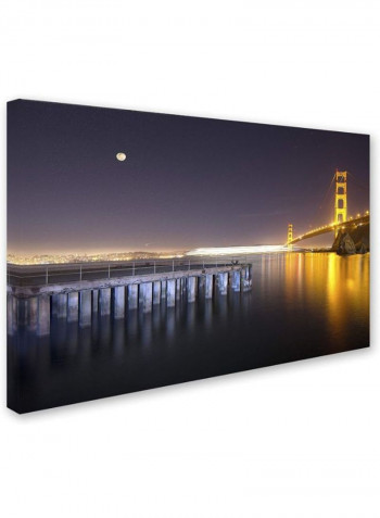 Gold Ornate Frameen Gate Pier And Stars Framed Wall Art Multicolour 16 x 24inch
