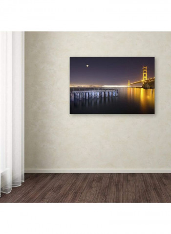 Gold Ornate Frameen Gate Pier And Stars Framed Wall Art Multicolour 16 x 24inch