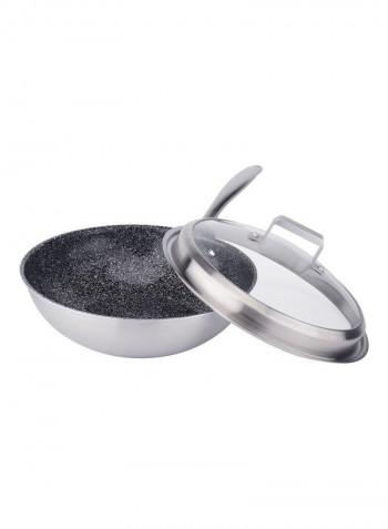 Non-Stick Wok Cooking Pot Silver/Clear/Black