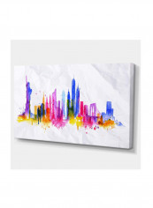 Silhouette Overlay York Cityscape Canvas Wall Art Multicolour 32 x 16inch